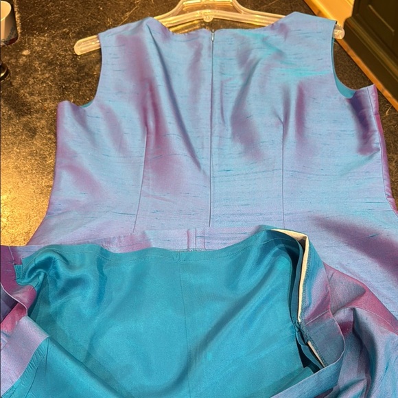 Stunning Spenser Jeremy Blue/Purple Sleeveless 100% Silk Dress - Picture 7 of 11